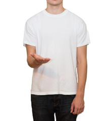 Concept of a young man in a white t-shirt