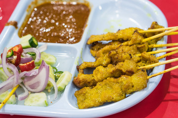 Pork Satay. grilled pork served with peanut sauce or sweet and sour sauce