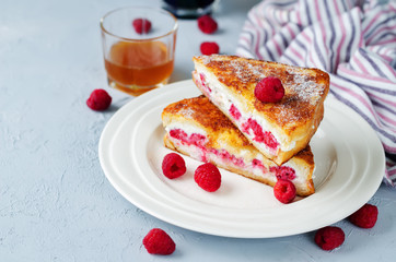 Ricotta raspberry stuffed French Toasts