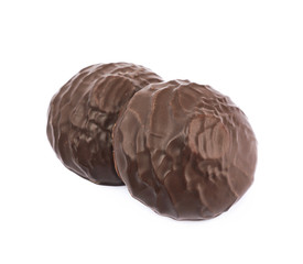 Marshmallow covered in chocolate isolated