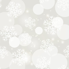 Showflakes Pattern on Grey Sky Background. Winter Christmas Natural  Texture