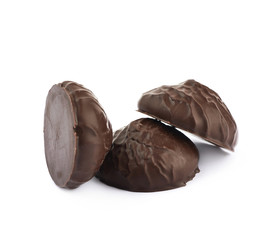 Marshmallow covered in chocolate isolated