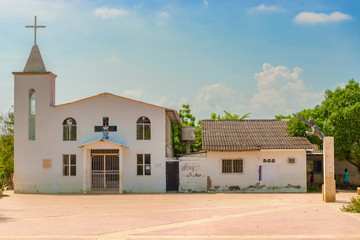 Church and monument of  Benkos Bioho in Palenque, Colombia.
