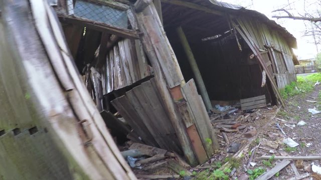 Ruined house in the Donbass