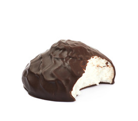 Marshmallow covered in chocolate isolated