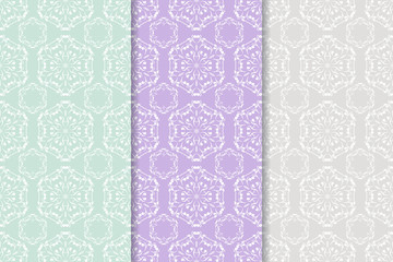 Floral seamless patterns. Colored background