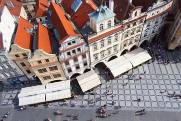 Praga widok z wieży zegarowej Orloj na rynku