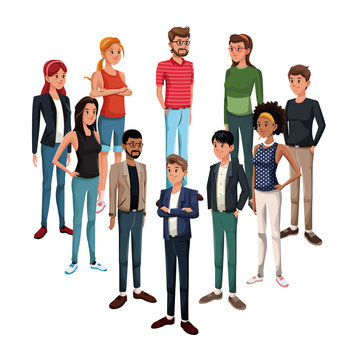 goup of young people standing vector illustration