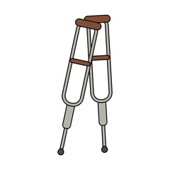 color image cartoon pair of medical crutches vector illustration