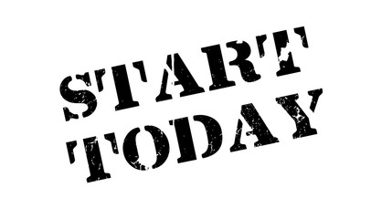 Start Today rubber stamp. Grunge design with dust scratches. Effects can be easily removed for a clean, crisp look. Color is easily changed.