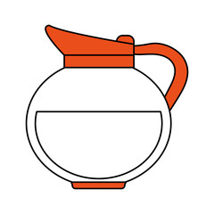 color silhouette image cartoon rounded glass jar of coffee with handle and coffee vector illustration