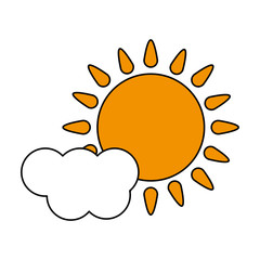color silhouette image cartoon sun and cloud weather icon vector illustration