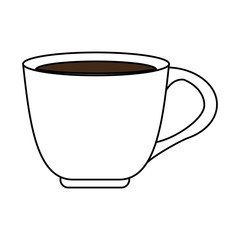 color silhouette image cartoon porcelain cup of coffee with handle vector illustration
