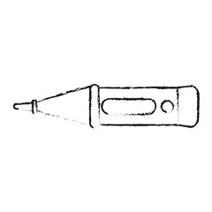 blurred silhouette image cartoon horizontal view digital thermometer with button vector illustration