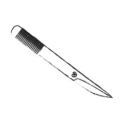 blurred silhouette image cartoon scalpel knife for surgeries vector illustration