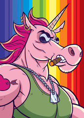 Unicorn Portrait / Cartoon portrait of unicorn soldier character.  © Malchev