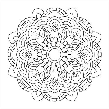 Flower mandala vector illustration. Oriental pattern, vintage decorative elements. Islam, Arabic, Indian, moroccan, turkish ottoman motifs. Coloring page
