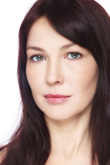 Naklejka premium Portrait of beautiful mature woman with clean make-up