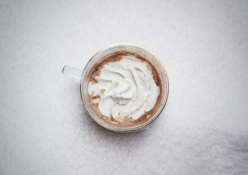 Mug of Hot Chocolate in the Snow