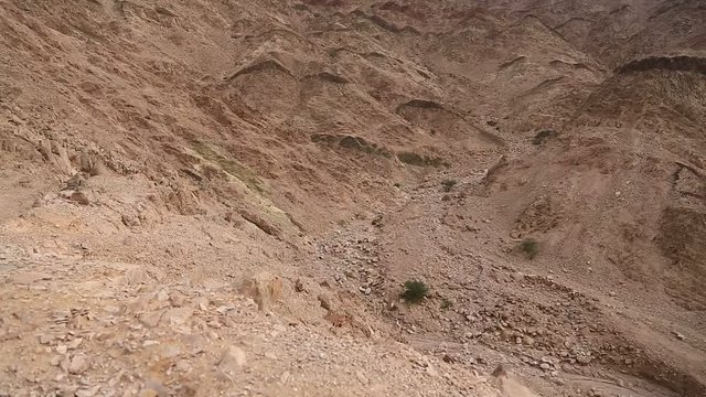 Mountains near Aqaba city in Jordan. Amazing scenery of stony desert in Hashemite Kingdom of Jordan