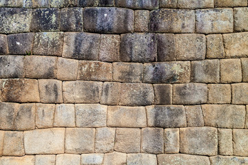 Detail of perfect Inca stonework at Machu Picchu ruins, Peru
