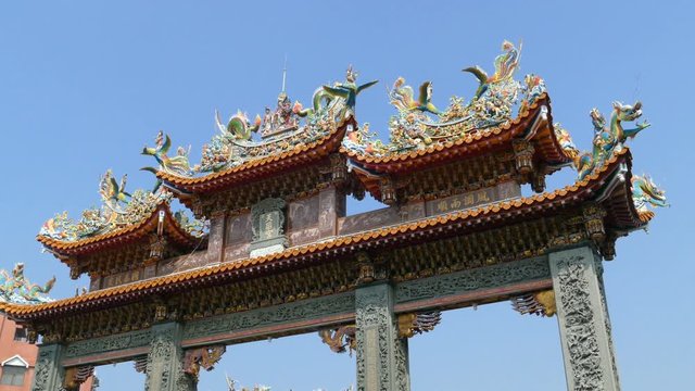 Gate of grand Mazu temple at blue sky