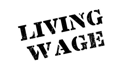 Living Wage rubber stamp. Grunge design with dust scratches. Effects can be easily removed for a clean, crisp look. Color is easily changed.