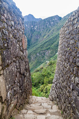 Preserved walls at Machu Picchu ruins, Peru