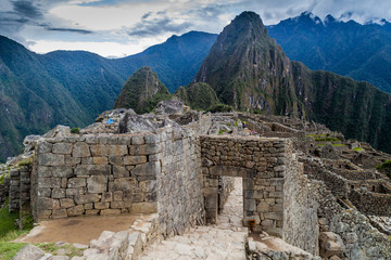 Main entrance to Machu Picchu ruins, Peru