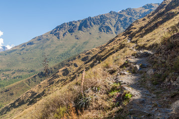 Fototapeta na wymiar One of the trails of Inca road system near Ollantaytambo, Peru