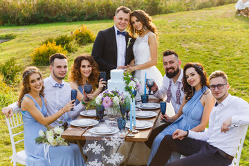 The newmarried couple and guests