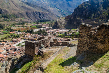 Ruins above village Ollantaytambo, Sacred Valley of Incas, Peru