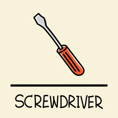 Screwdriver hand-drawn style.