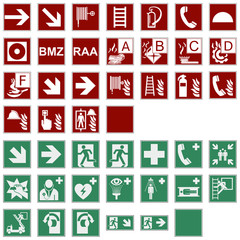Set Rettungszeichen Brandschutzzeichen - 2D DIN EN ISO 7010 