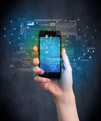 hand holding smartphone