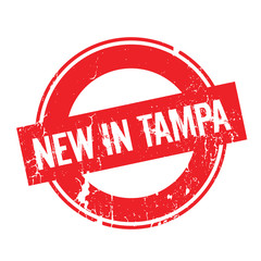 New In Tampa rubber stamp. Grunge design with dust scratches. Effects can be easily removed for a clean, crisp look. Color is easily changed.