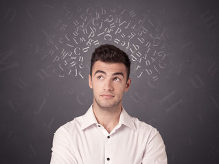 Businessman with alphabet