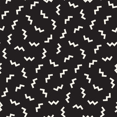 Trendy Texture With Scattered Geometric Shapes. Vector Seamless Pattern.