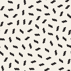 Obraz na płótnie Canvas Seamless primitive jumble minimalism patterns. Randomly scattered geometric shapes. Abstract retro backgroun
