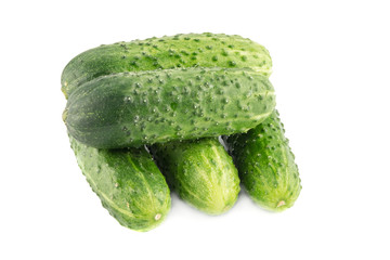 Cucumbers isolated on white background close up.