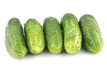 Cucumbers isolated on white background close up.
