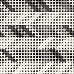 Fototapeta premium Seamless Irregular Geometric Pattern. Abstract Black and White Halftone Background. Vector Chaotic Rectangles Zigzag Texture