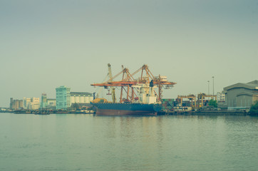 Container cargo ship machine import and export industry