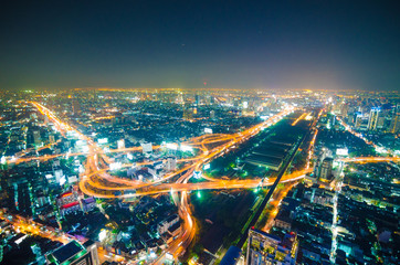 Fototapeta premium City with night traffic intersection center