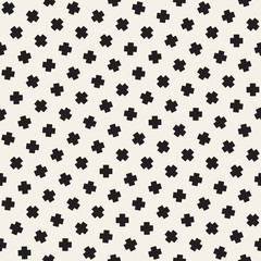 Geometric Scattered Shapes. Monochrome Texture. Vector Seamless Black and White Irregular Pattern