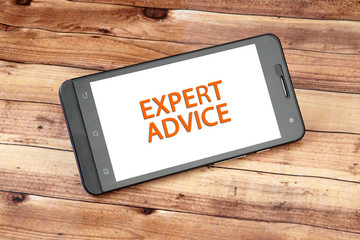 Expert Advice Words On Mobile Phone Screen.