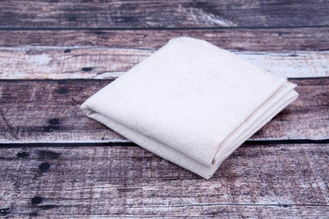 Sackcloth On Wooden Background.