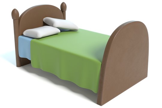 3d illustration of a cartoon bed