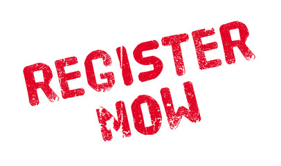 Register Now rubber stamp. Grunge design with dust scratches. Effects can be easily removed for a clean, crisp look. Color is easily changed.