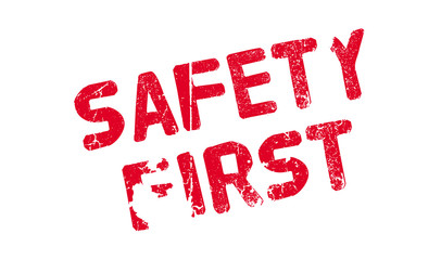 Safety First rubber stamp. Grunge design with dust scratches. Effects can be easily removed for a clean, crisp look. Color is easily changed.